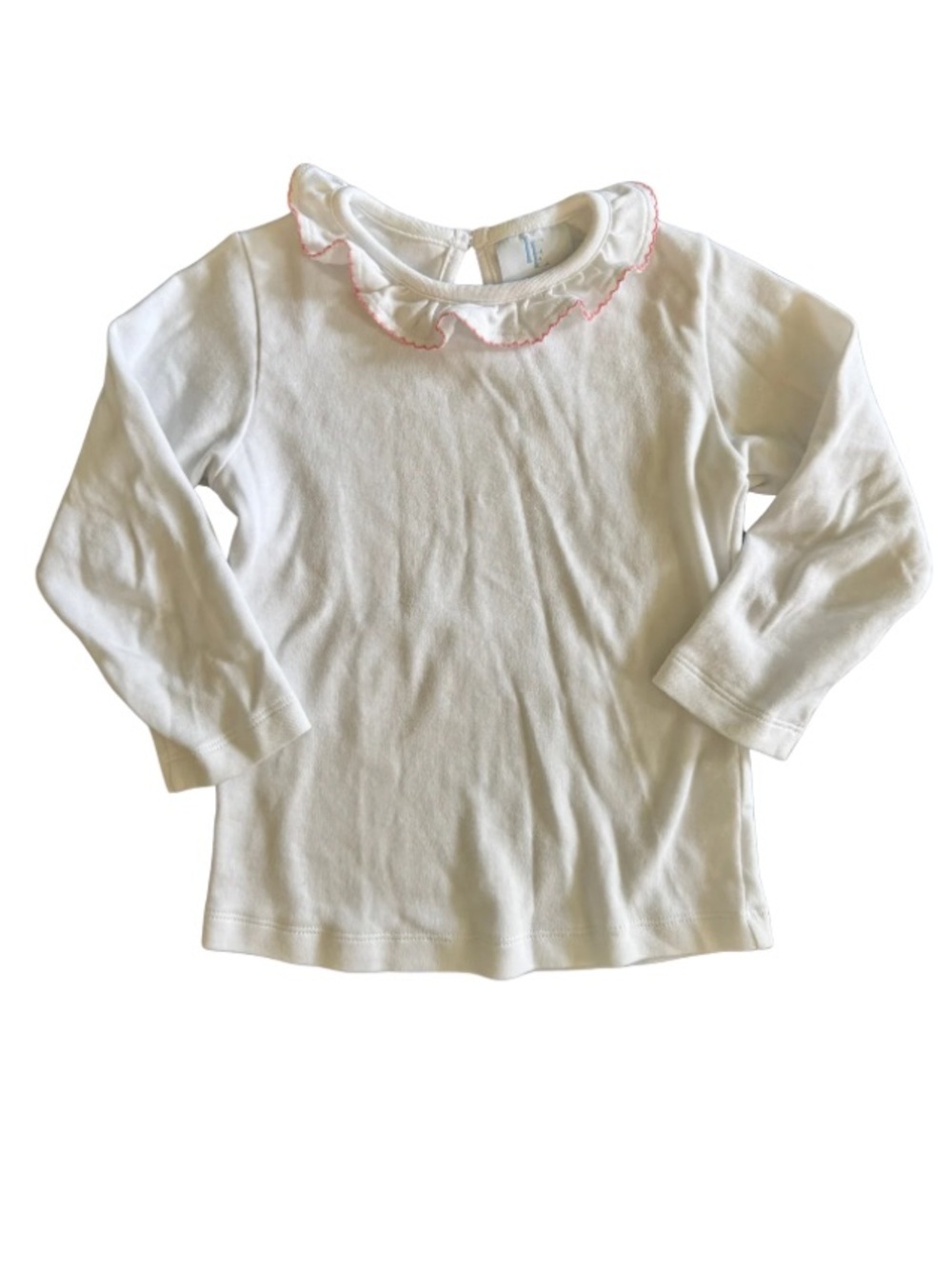 🎀 Little English White Ruffle Collar Long Sleeve Tee 4T Pink Trim